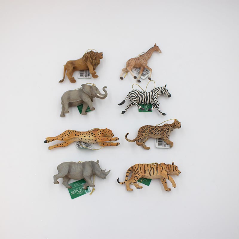 Kurt Adler Safari Animals Ornaments - Set Of 6 Resin Hanging Decorations 3.75-5"